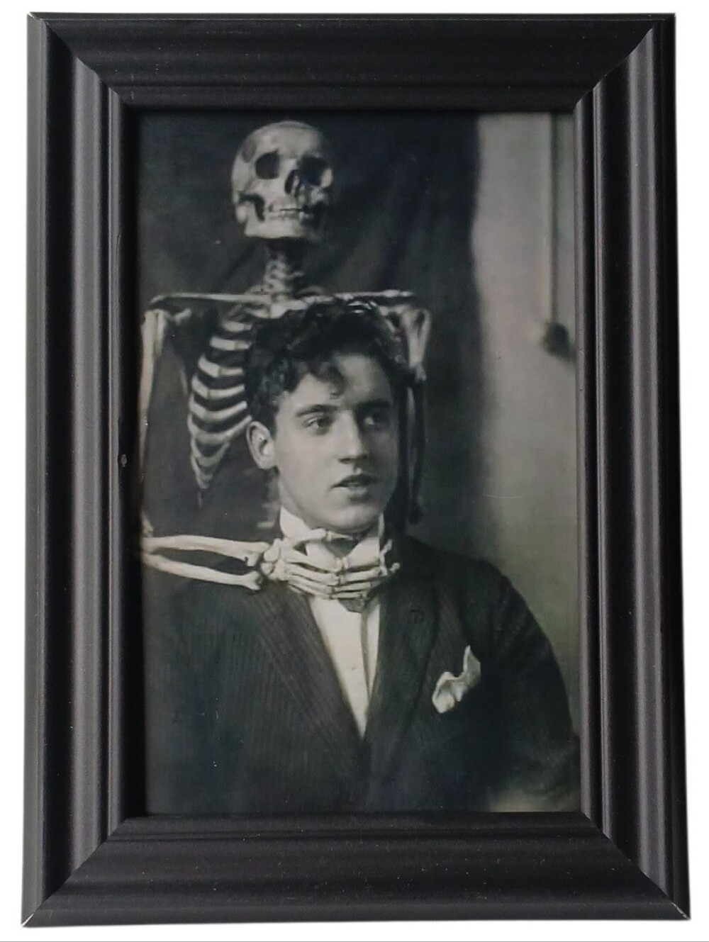 Historical photo vintage of Man With Skeleton Oddy Gothic oddities Framed photo